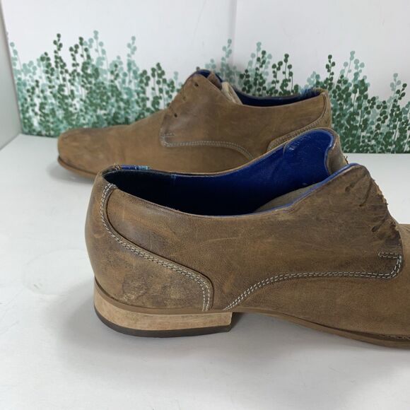 John Fluevog Leather Distressed Brown Blue Oxfords Mens Size 8M main image 14